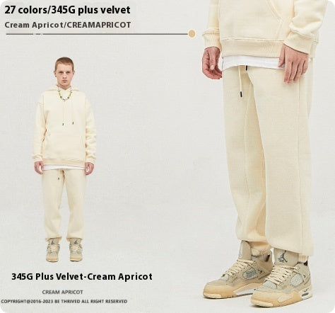 π©³ Solid Color Casual Velvet Sweatpants β Men's Ankle Banded Pants