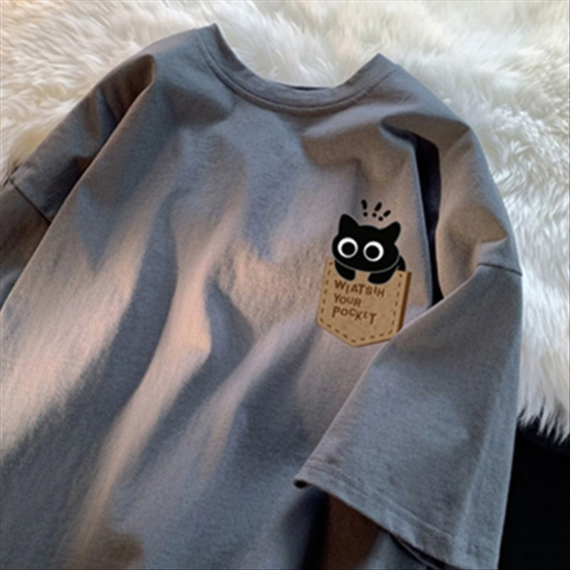 π Printed All-Matching Heavy Cotton T-Shirt β Casual Loose Fit for Teens
