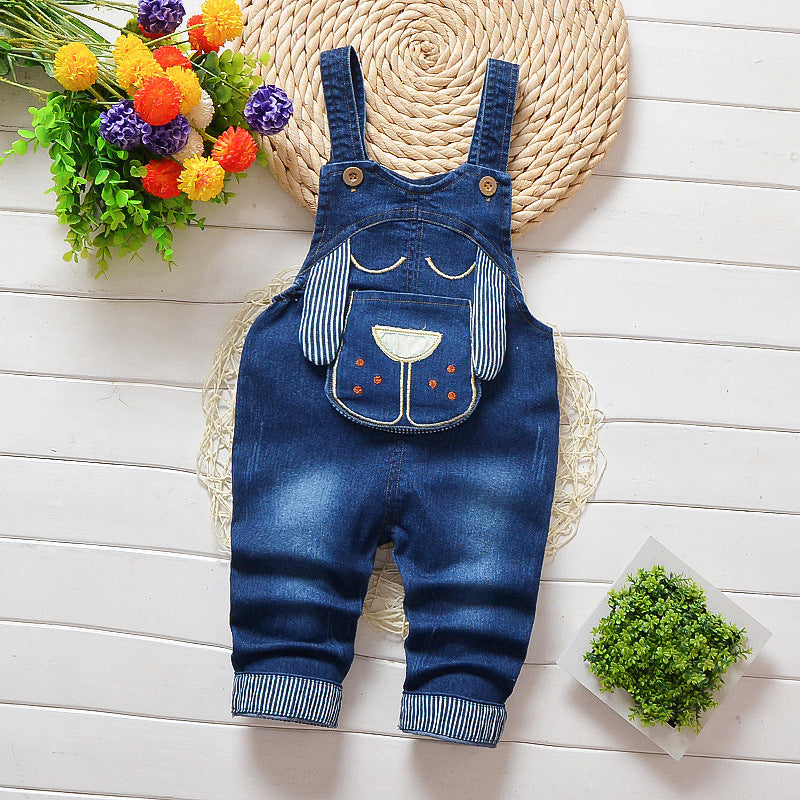 π Kids Strap Jeans β Unisex Cotton Suspender Pants