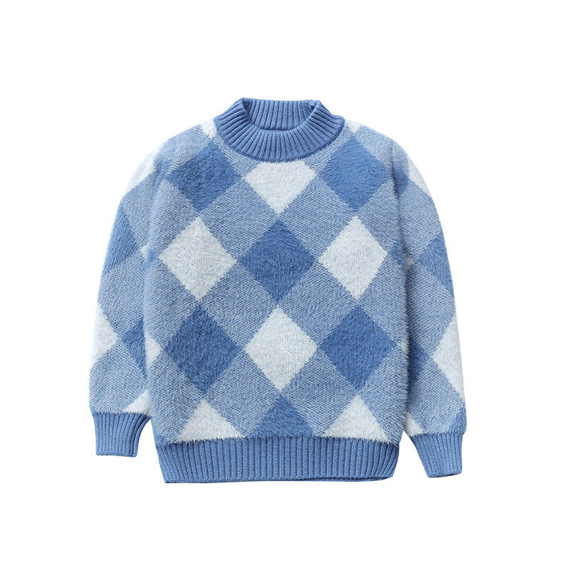 Big Kids Plaid Cotton Sweater – Casual & Cozy Style 🧶🧒