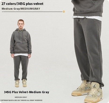 🩳 Solid Color Casual Velvet Sweatpants – Men's Ankle Banded Pants