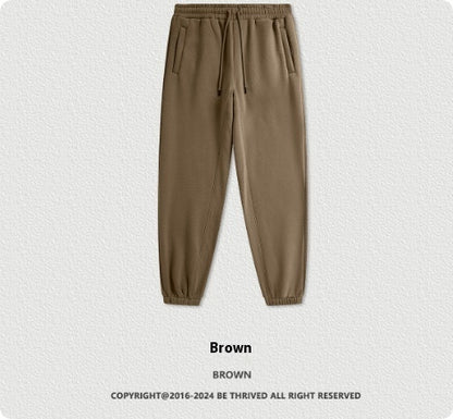 🩳 Solid Color Casual Velvet Sweatpants – Men's Ankle Banded Pants