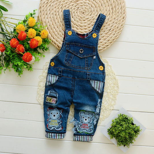 👖 Kids Strap Jeans – Unisex Cotton Suspender Pants