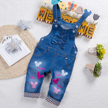 👖 Kids Strap Jeans – Unisex Cotton Suspender Pants