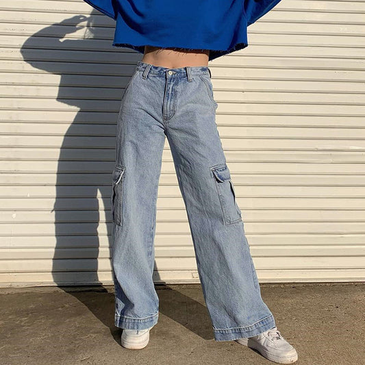 High Waist Wide-Leg Denim Trousers – Casual & Comfortable Fit