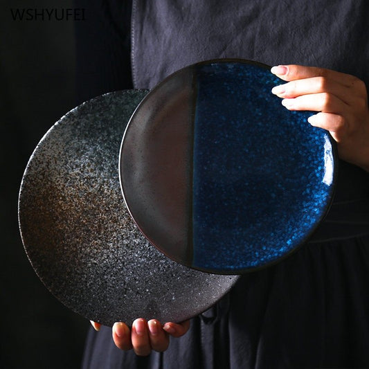 Japanese Style Porcelain Plate – Circular Traditional Tableware for Sushi, Snacks, and Meals