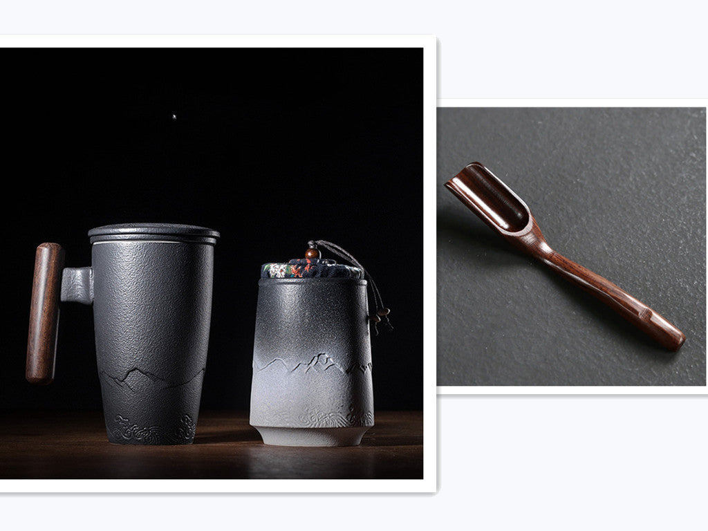 Ceramic Filter Tea Cup with Lid – European Style Mug for Office & Home Use