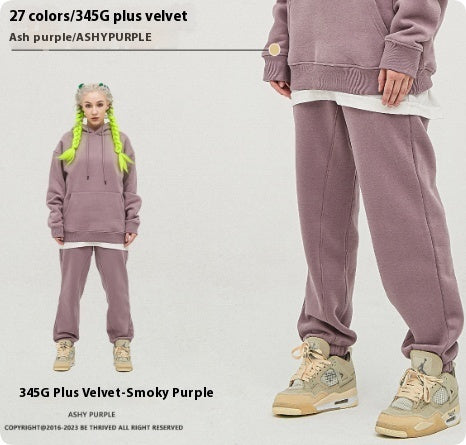 🩳 Solid Color Casual Velvet Sweatpants – Men's Ankle Banded Pants
