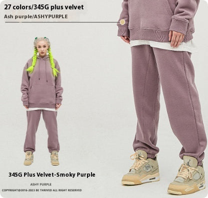 🩳 Solid Color Casual Velvet Sweatpants – Men's Ankle Banded Pants