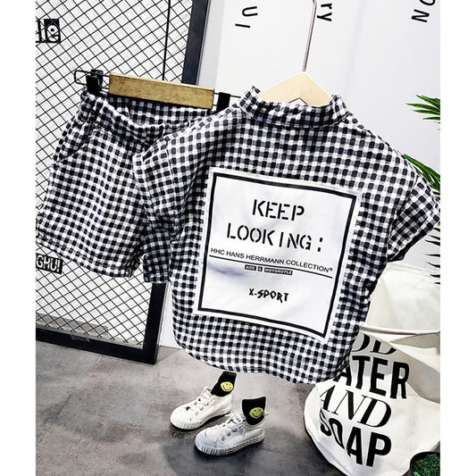 👔 Kids Boys Short Sleeve Plaid Shirt Set