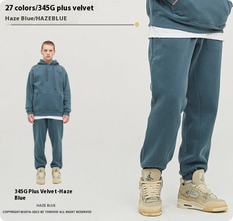 🩳 Solid Color Casual Velvet Sweatpants – Men's Ankle Banded Pants