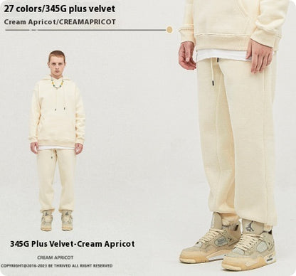 🩳 Solid Color Casual Velvet Sweatpants – Men's Ankle Banded Pants