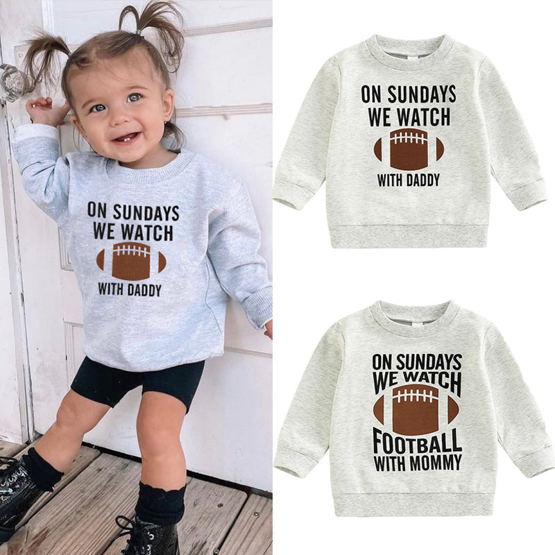 🏈 Kids Rugby Letters Print Pullover Sweatshirt