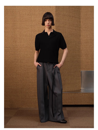 🧊 Business Style Polo Collar Stripes Ice Silk Breathable Shirt 👔