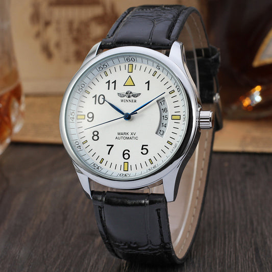 Unisex Calendar Digital Mechanical Watch – Automatic Movement with Leather Strap