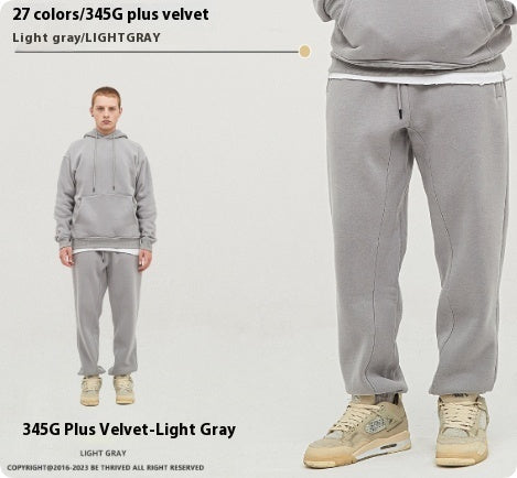 🩳 Solid Color Casual Velvet Sweatpants – Men's Ankle Banded Pants