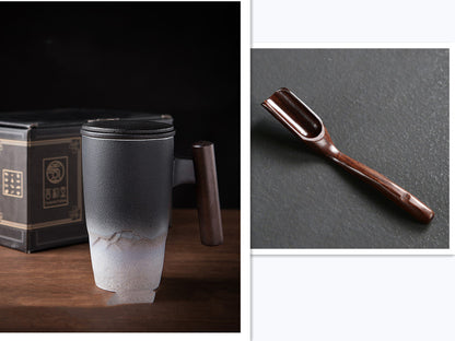 Ceramic Filter Tea Cup with Lid – European Style Mug for Office & Home Use
