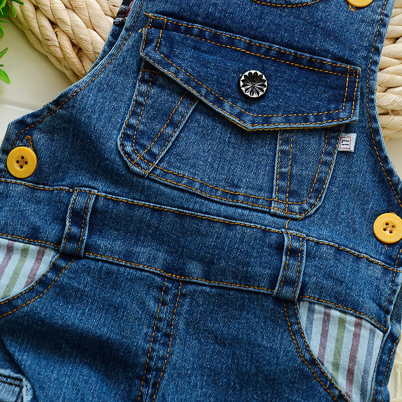 👖 Kids Strap Jeans – Unisex Cotton Suspender Pants