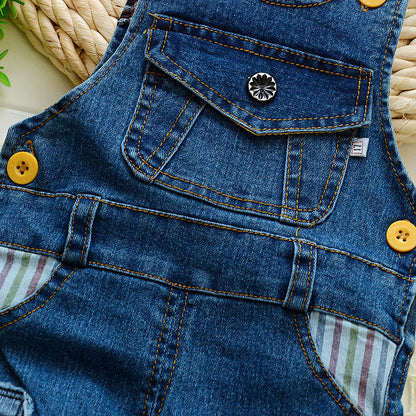 👖 Kids Strap Jeans – Unisex Cotton Suspender Pants