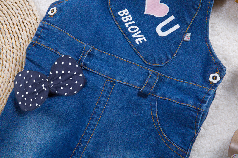 👖 Kids Strap Jeans – Unisex Cotton Suspender Pants