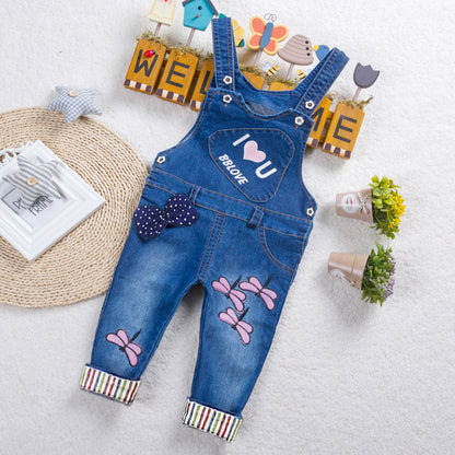 👖 Kids Strap Jeans – Unisex Cotton Suspender Pants