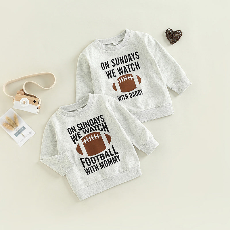 🏈 Kids Rugby Letters Print Pullover Sweatshirt