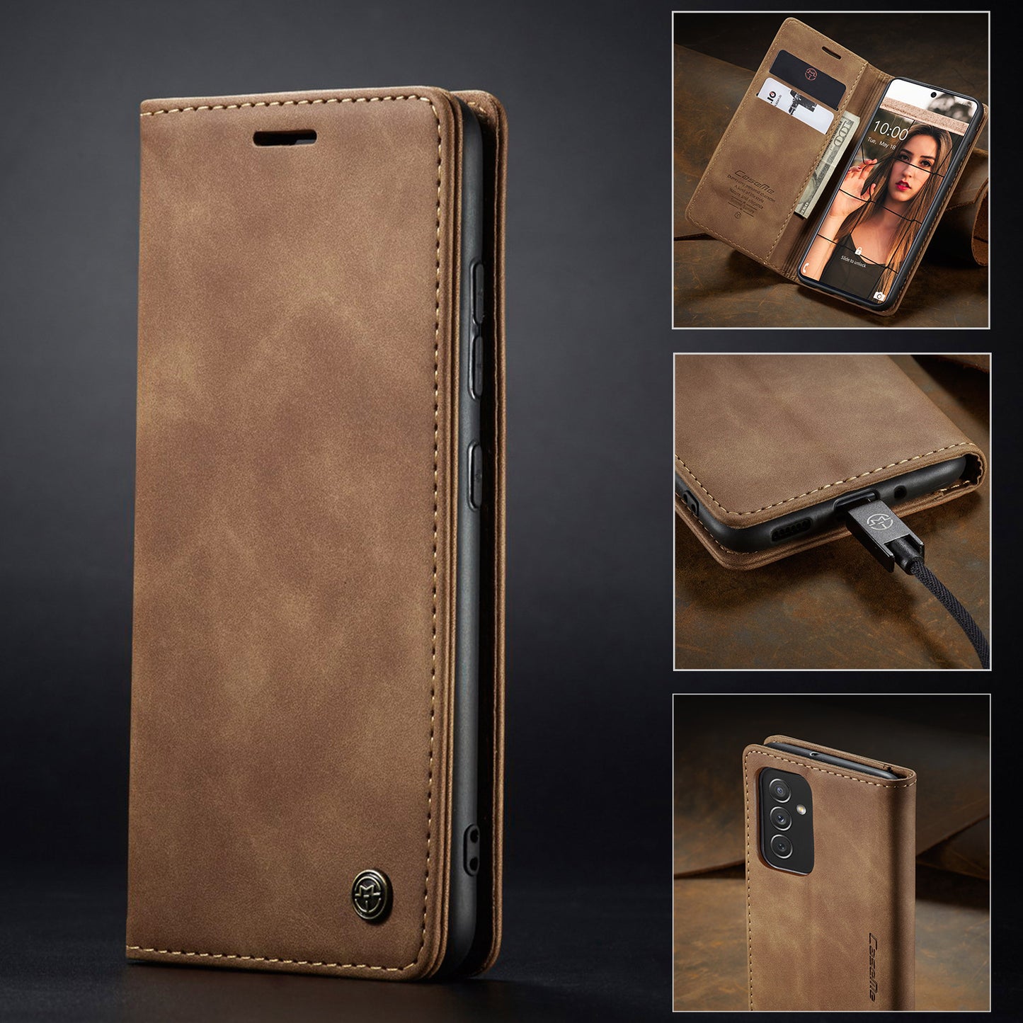 Anti-Falling Mobile Phone Leather Case – Flip Style PU + TPU Cover